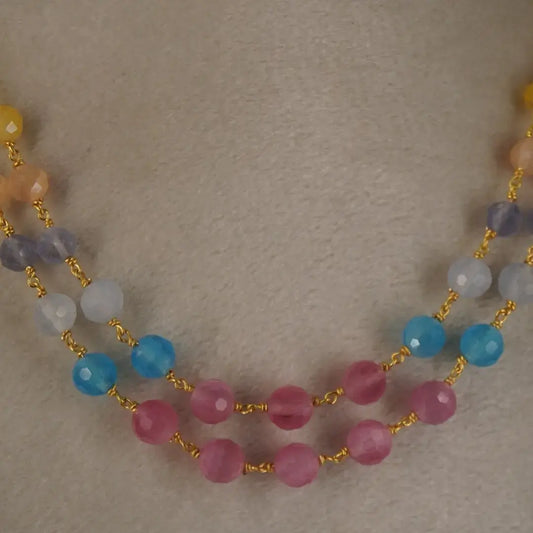 Hk0379 Diamond Cut Monalisa Beads Multicolor two step Chain