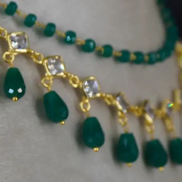 Emarald And Polki CZ Necklace Hk0400