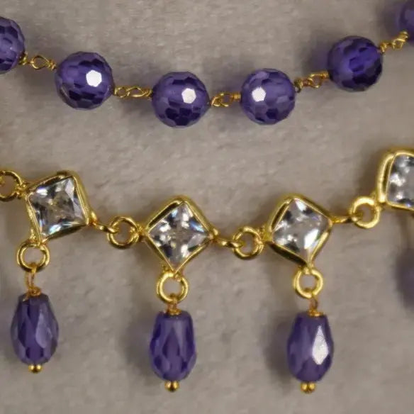 Purple and Polki Cz Necklace Hk0400