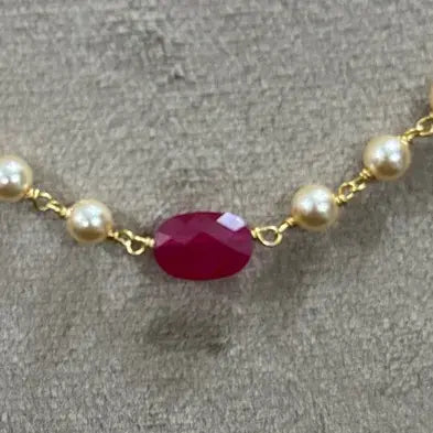 Hk0204 Pearl & Ruby Elegent Chain (Just Like Wow)