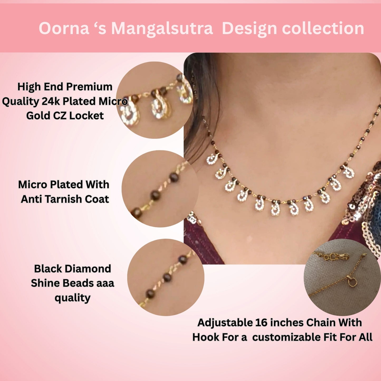 Vine Mangalsutra Chain with Balck Diamonds HK0405 Diamond