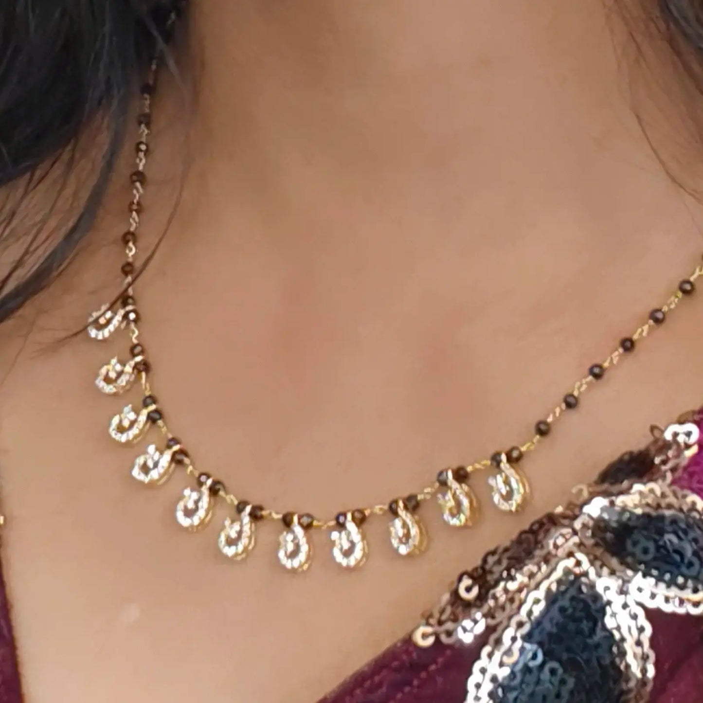 Vine Mangalsutra Chain with Balck Diamonds HK0405 Diamond