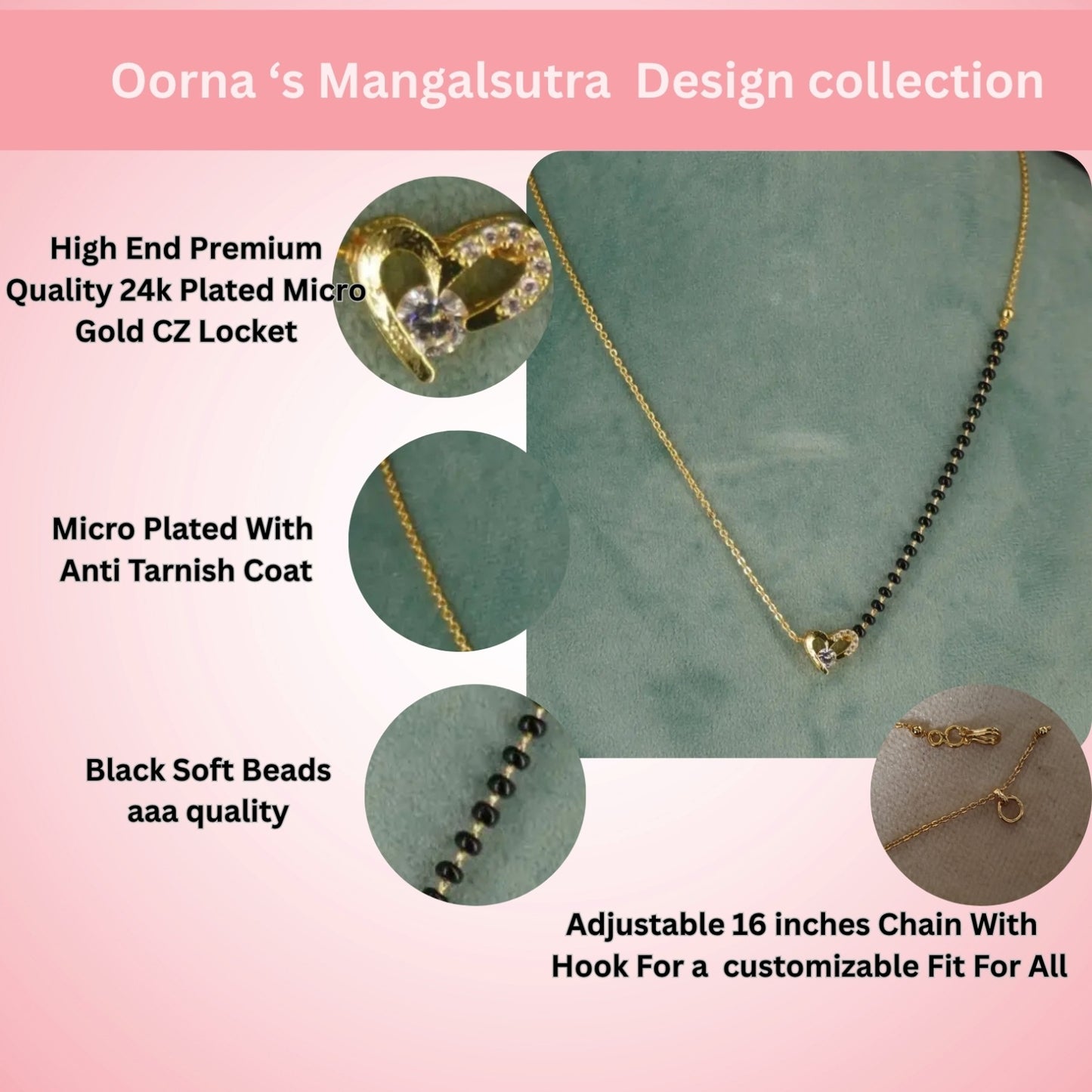 CZ Heart locket Black beads HK0406