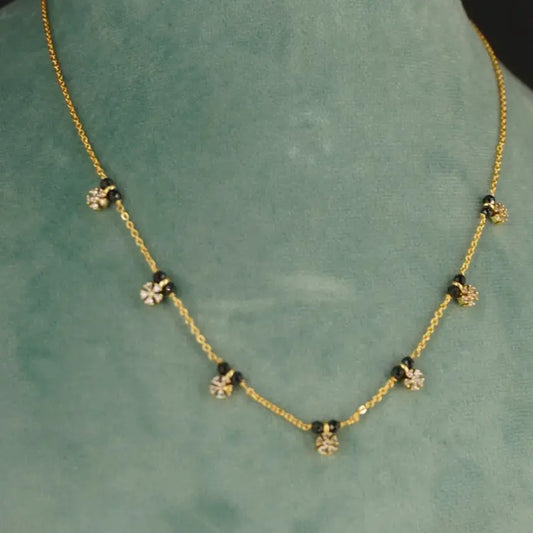 7 Star Black Beads Chain Hk0407