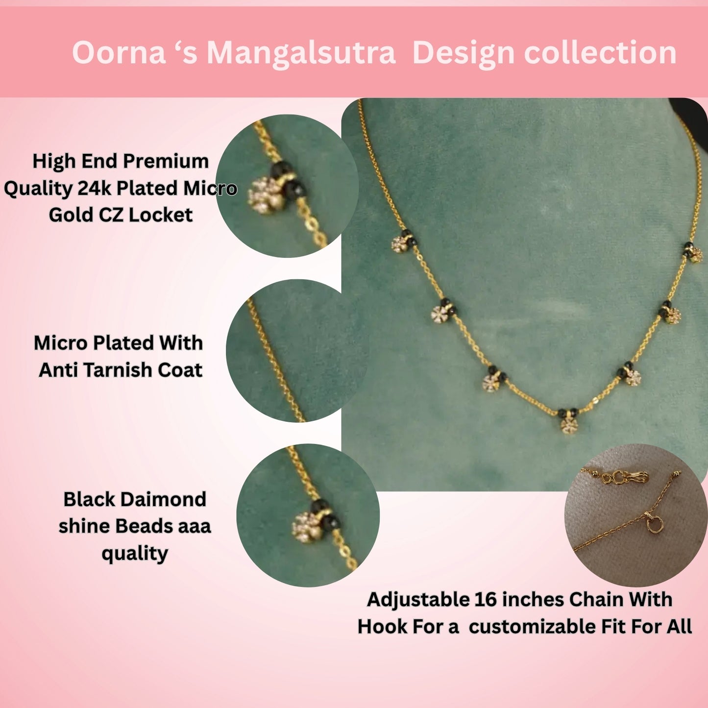 7 Star Black Beads Chain Hk0407