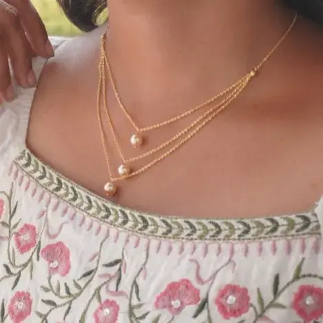 Pearl necklace or chain 3 steps Hk0414