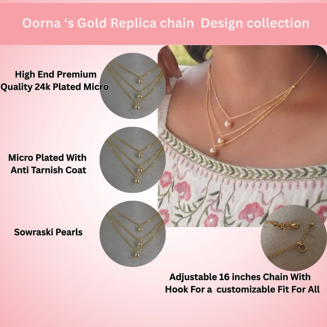 Pearl necklace or chain 3 steps Hk0414