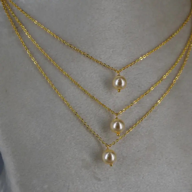Pearl necklace or chain 3 steps Hk0414