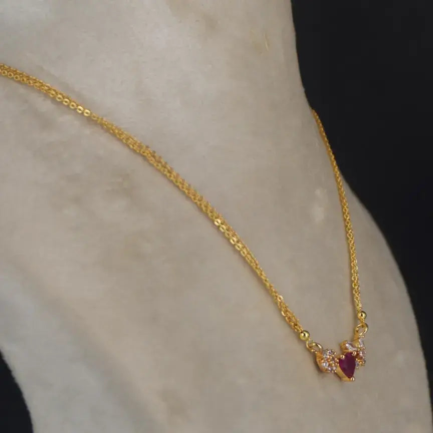 Red Heart Two Line Chain  Hk0419