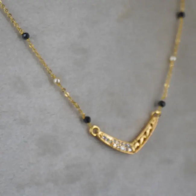 Victory Black Beads Chain HK0433