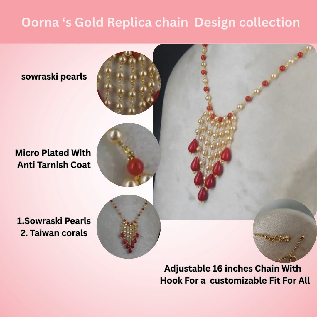 Coral Rain Drops Necklace Hk0434