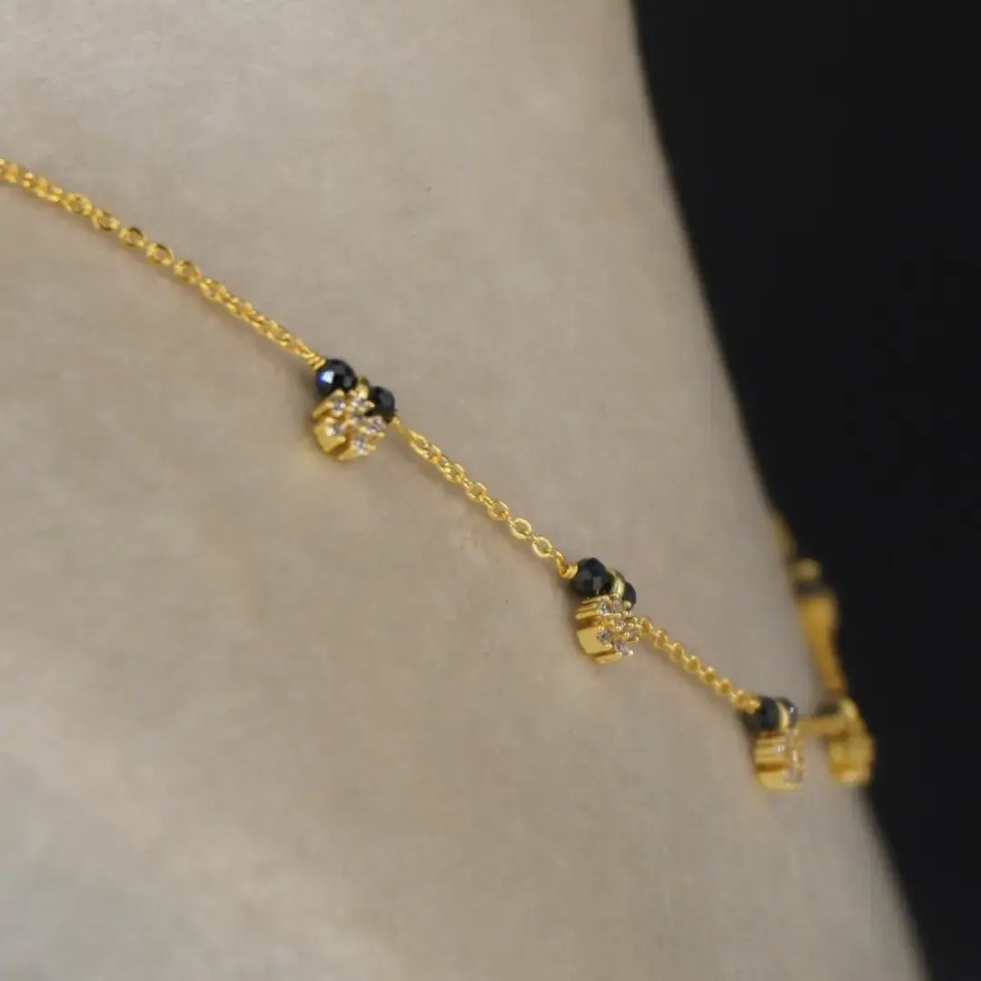 7 Star Black Beads Chain Hk0407