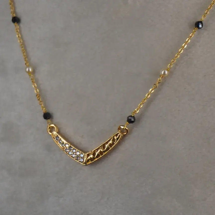 Victory Black Beads Chain HK0433