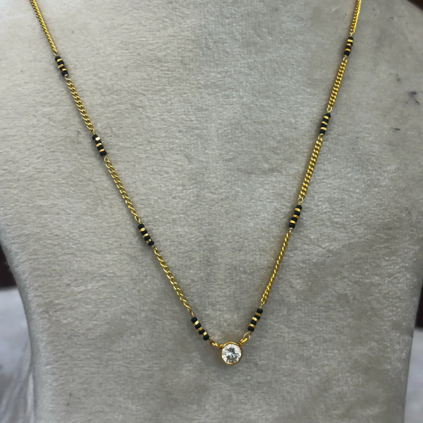 HK0269 – Handmade Black Bead Mangalsutra with Elegant Pendant