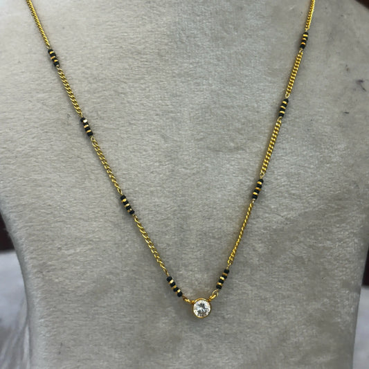 HK0269 – Handmade Black Bead Mangalsutra with Elegant Pendant