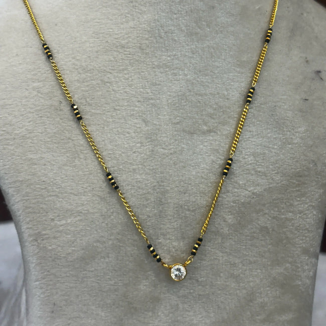 HK0269 – Handmade Black Bead Mangalsutra with Elegant Pendant