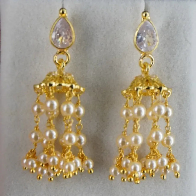 Polki Stud Pearl Jhumkas ER020