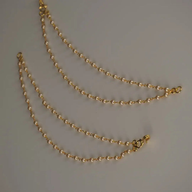 Pearl Earchains 2 LINES CH018