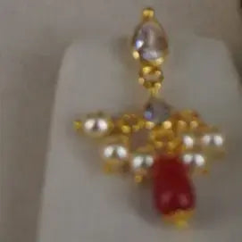 Pearl & Coral Necklace with Earrings Hk0364