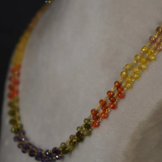 3Line Multi Color CZ Beads Chain  HK0392