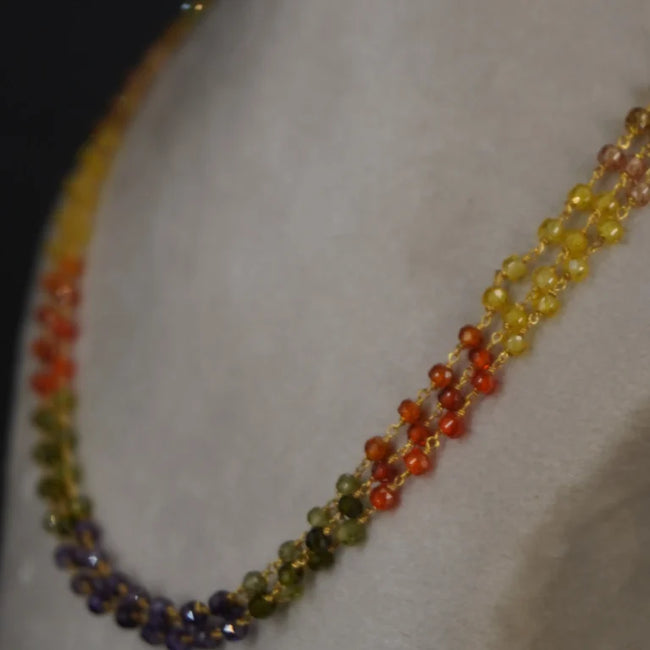 3Line Multi Color CZ Beads Chain  HK0392