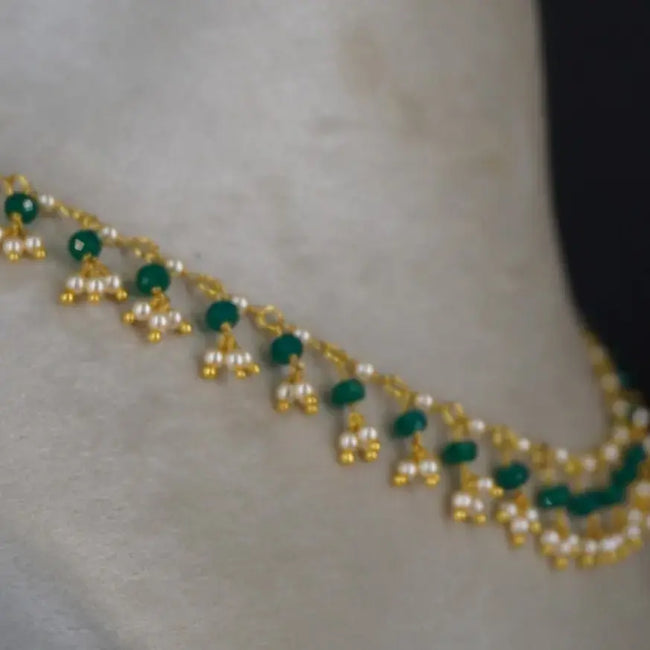 Emarald Pearl Necklace HK0395 Green