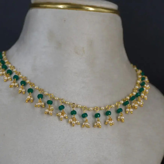 Emarald Pearl Necklace HK0395 Green