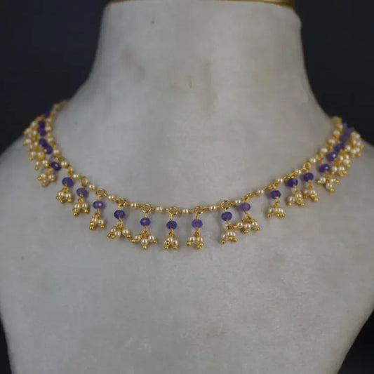 Purple Honex and Pearl Necklace Hk0395