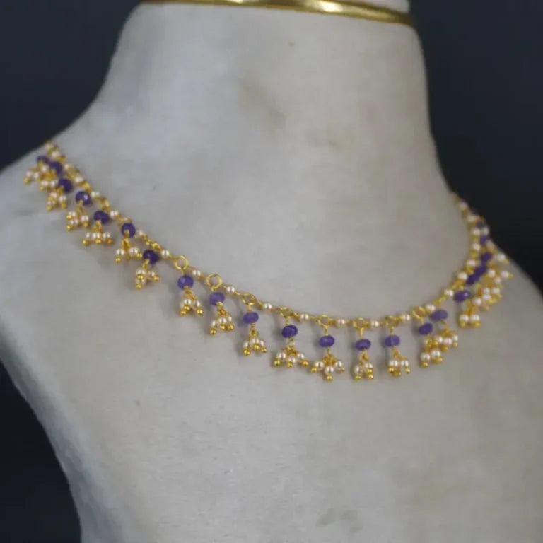 Purple Honex and Pearl Necklace Hk0395