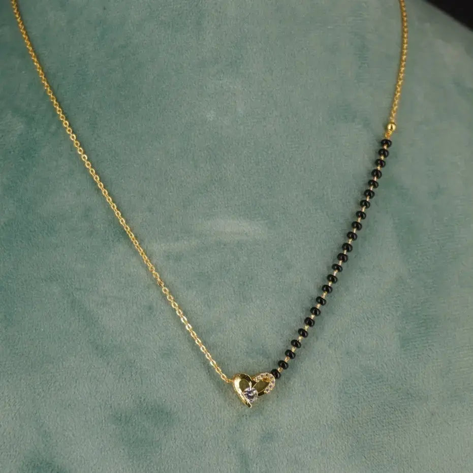 CZ Heart locket Black beads HK0406