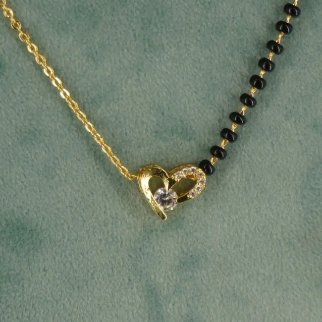 CZ Heart locket Black beads HK0406