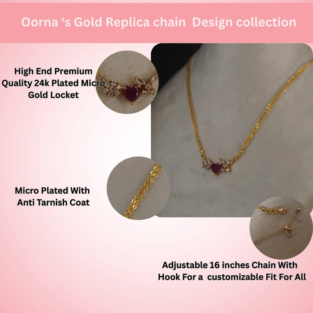 Red Heart Two Line Chain  Hk0419