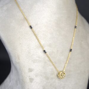 Beautiful Chakri CZ Pendent with Black Beads HK0446