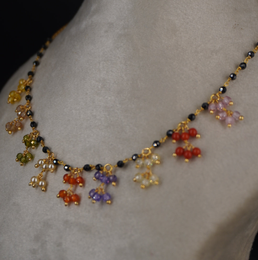 Multi colour black diamond shine beads with cz beads. Hk0449