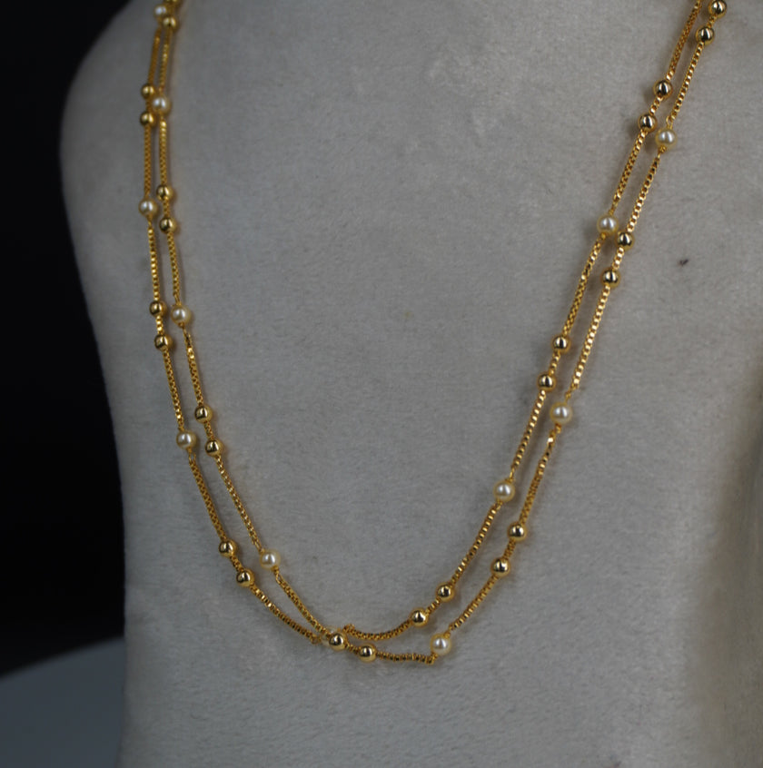 Hk0455 Swarovski pearl with box chain