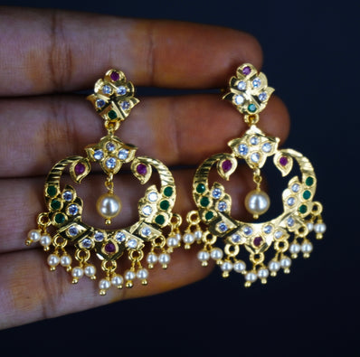 chandbali earrings with Swarovski pearl