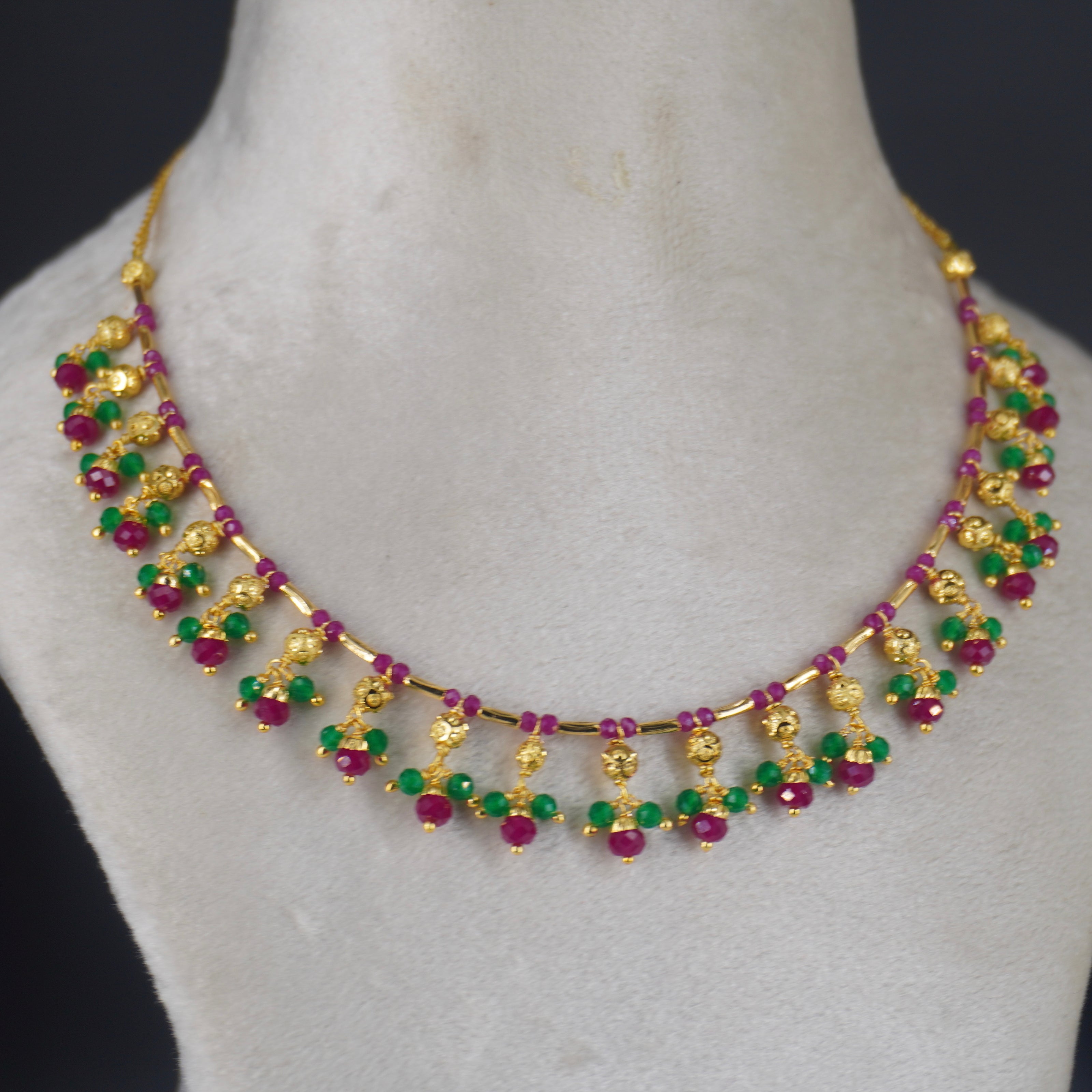 Hk0375 Chetan ruby ans emarald necklace