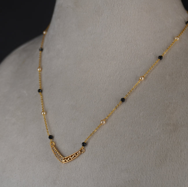 HK0433 black diamond shine beads chain