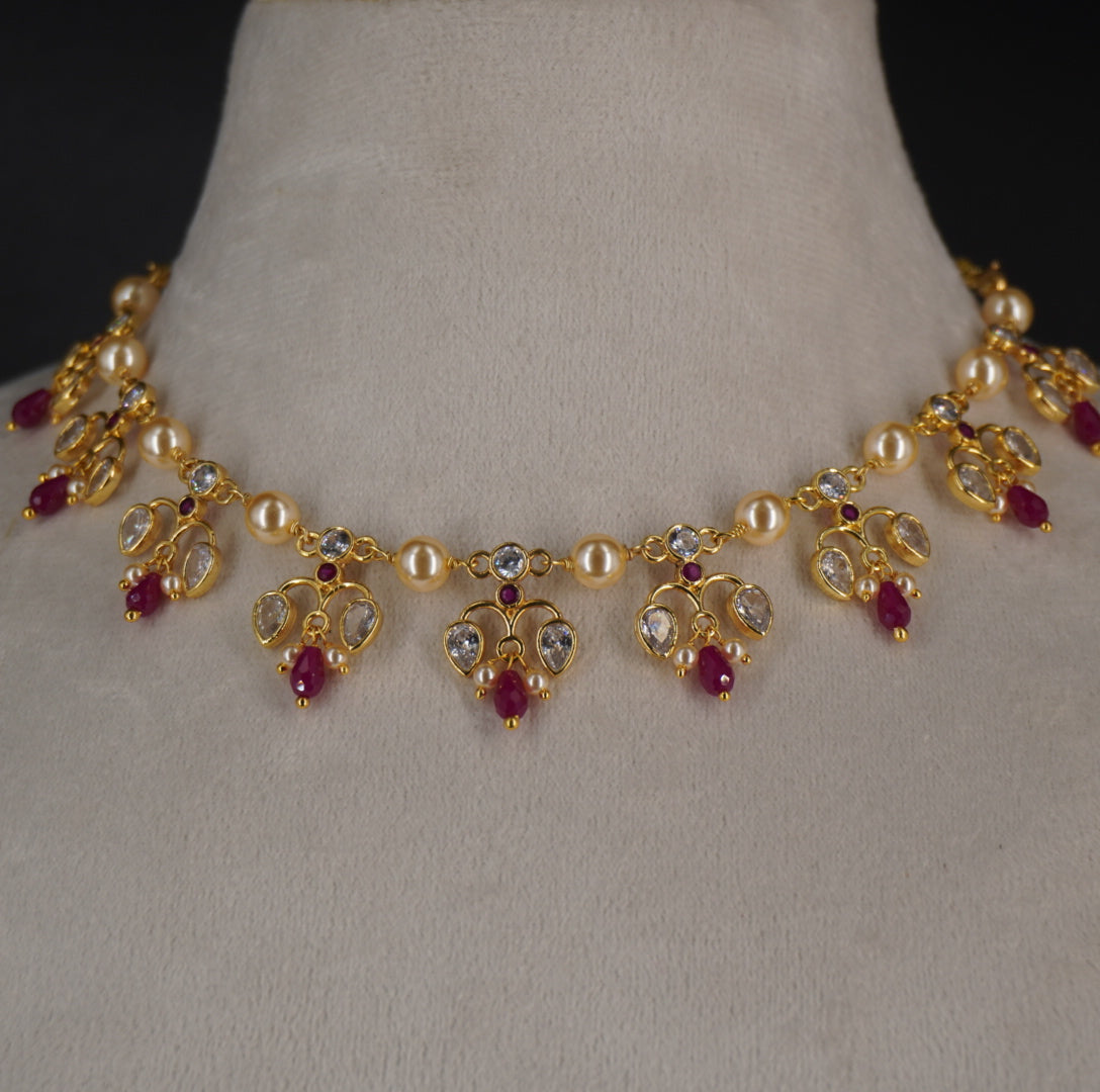 HK0480 PINK NECKLACE with earrings