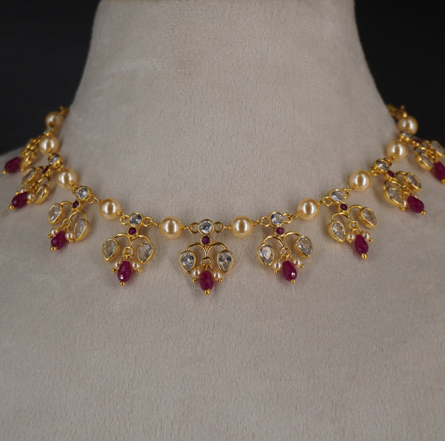 HK0480 PINK NECKLACE with earrings