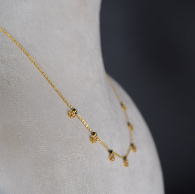 Hk0407. Star Black Beads