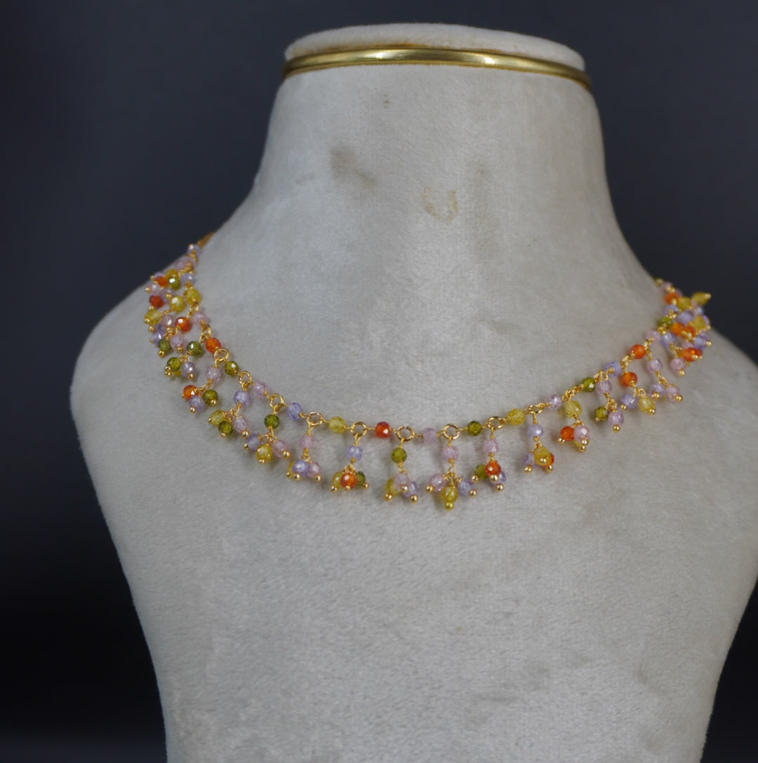 Multi colour cz beads necklace HK0460
