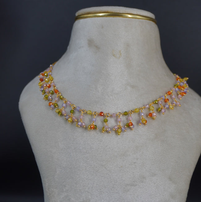 Multi colour cz beads necklace HK0460