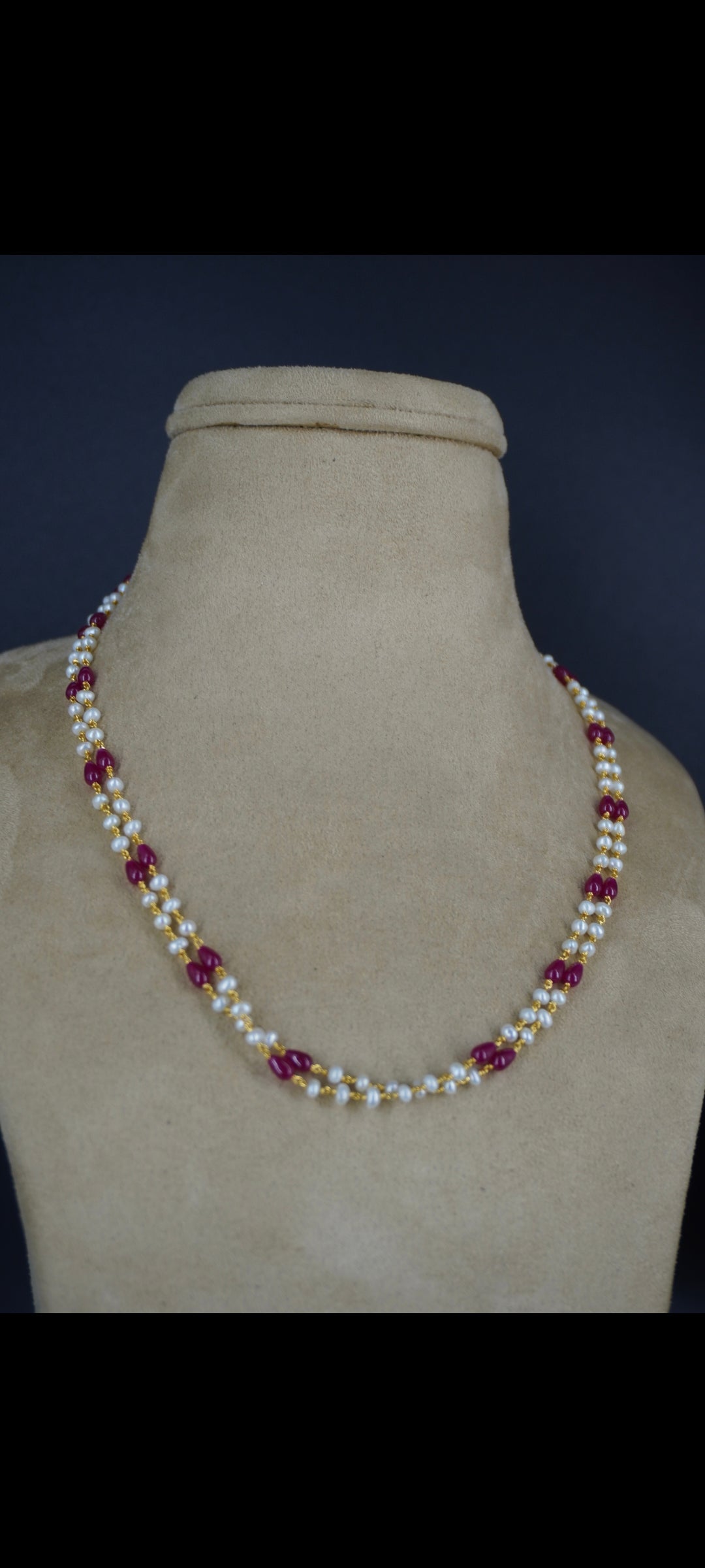 SLV010 Ruby and real pearl in 92.5 silver