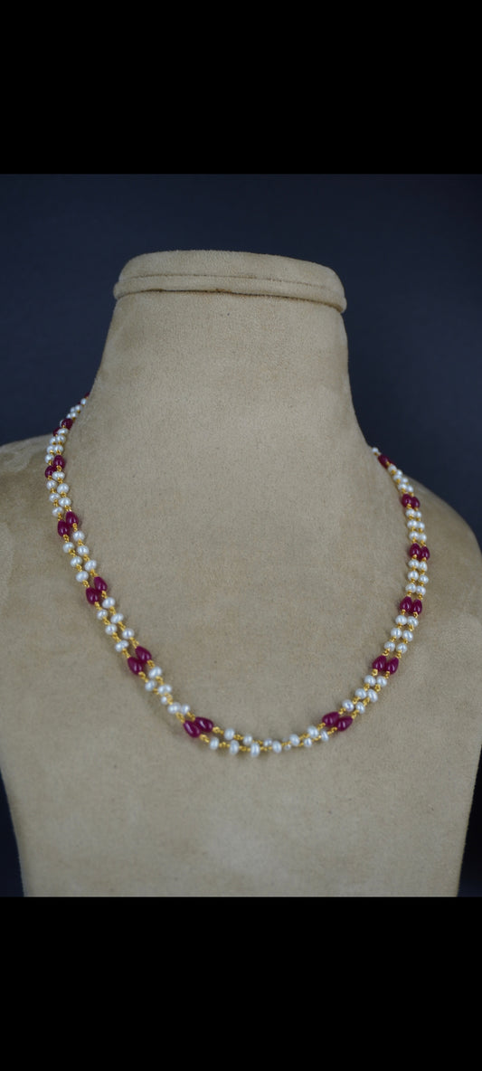 SLV010 Ruby and real pearl in 92.5 silver