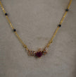 HK0445 Red Heart Black Beads