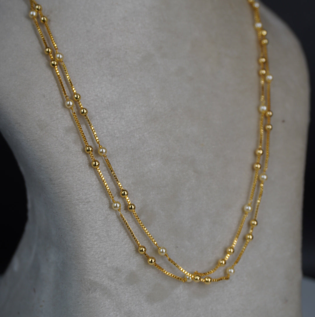 Swarovski pearl with box chain