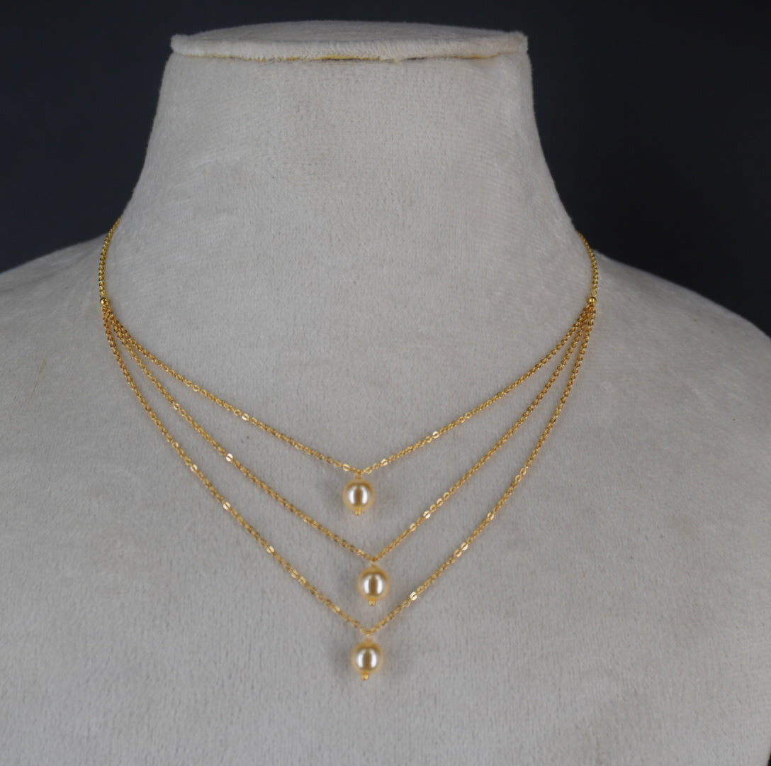 Hk0414 Elegant Pearl falls Chain With 3 steps