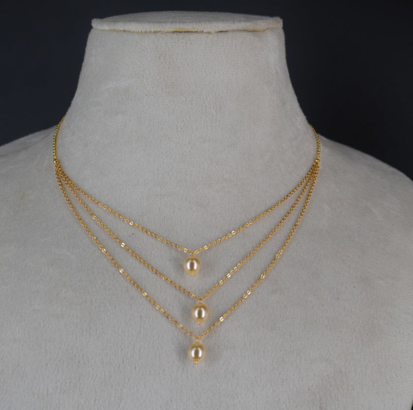 Hk0414 Elegant Pearl falls Chain With 3 steps