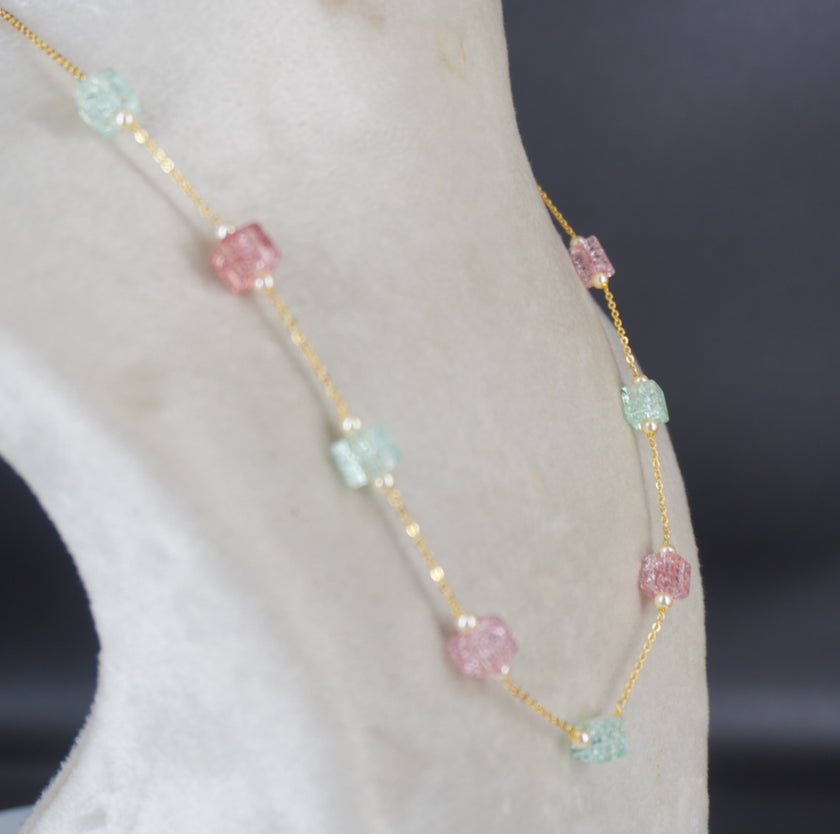 HK0463 pastel colour crystal beads chain
